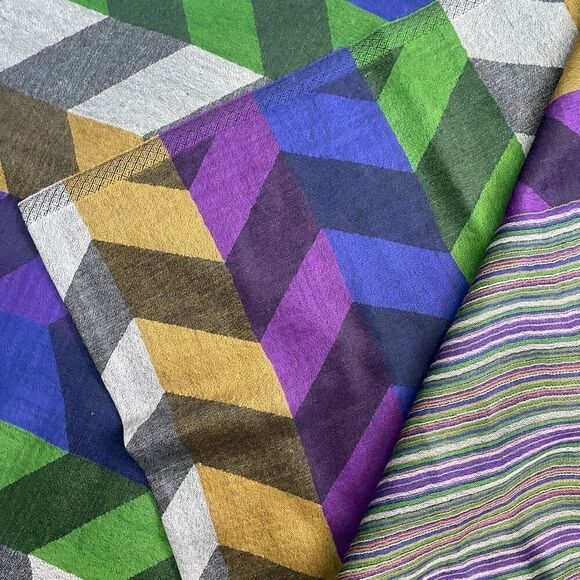 Girnar Shawl Scarf 100% New Wool Purple Green Grey Royal Blue Bronze 28” x 84” - Picture 6 of 9